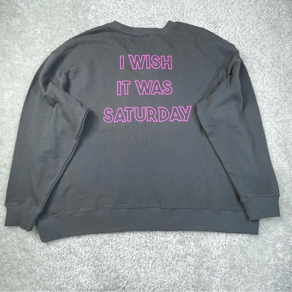 NWT Wildfox I wish it was Saturday sweatshirt pink lightweight loungewear XXL